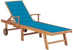 vidaXL tömör tíkfa napozóágy kék párnával (3063010)