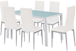 Leziter Mabel 6+1 étkező garnitúra fehér-szürke (LOLUAV140W_DA258WG_6)