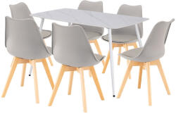 Leziter Ravena 6+1 étkező garnitúra fehér-szürke (LOLEAB140-WH_DA232AG_6)