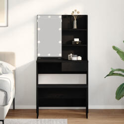 vidaXL öltöztető asztal szett LED fekete tölgy szerelt fával (3333070)