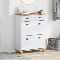 vidaXL cipőszekrény ASKIM Fehér 85x35x108 cm tömör fenyőből (4105438)