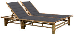 vidaXL kétszemélyes bambusz napozóágy párnákkal (3063945)
