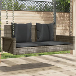 vidaXL szürke polyrattan hintapad párnákkal 119x56x48 cm (365631)