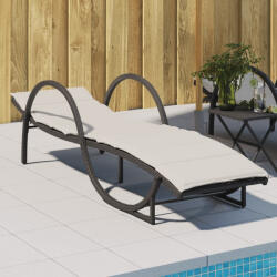 vidaXL fekete polyrattan napozóágy párnával 60 x 199 x 42 cm (368257)