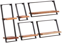 vidaXL 5 darab tömör akácfa fali polc (373633)