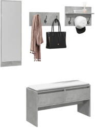 vidaXL 4 részes betonszürke szerelt fa előszobai bútorgarnitúra (847922)