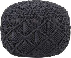 vidaXL antracitszürke kézzel készült makramé pamutpuff 45 x 30 cm (324003)