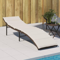 vidaXL barna polyrattan napozóágy párnával 55x199x50 cm (368246)