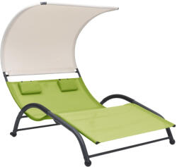 vidaXL zöld kétszemélyes textilén napozóágy napellenzővel (310546)