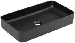 Eros SLIM 2 - PULTRA ültethető - Top Counter - porcelán mosdó - MATT FEKETE - 61 x 35 x 11 cm (GV82MC6275)