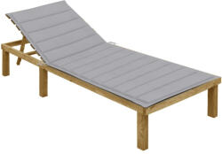 vidaXL impregnált fenyőfa napozóágy szürke párnával (3065820)