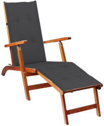 vidaXL tömör akácfa kültéri napozószék lábtartóval és párnával (3064014)