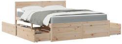 vidaXL tömör fenyőfa ágykeret fiókokkal és matraccal 160 x 200 cm (3281892) - valora