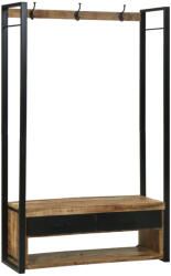 vidaXL Ruhatartó horoggal és polcokkal 110x40x185 cm Tömör durva mangófából (4015963)