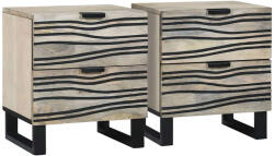 vidaXL Éjjeliszekrény fiókkal 2 pcs Fehér és fekete 40 x 33 x 46 cm (4017971)