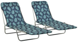 vidaXL 2 db levélmintás összecsukható acél és szövet napozóágy (310346)