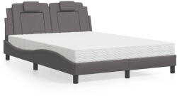 vidaXL szürke műbőr ágy matraccal 140x190 cm (3208792)