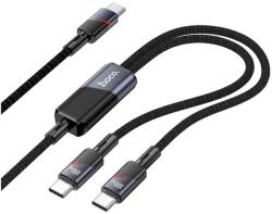 hoco. Cablu Date si Incarcare USB-C - 2 x USB-C HOCO U139 2in1, 100W, 1.2m, Negru - evomag