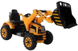 LEAN Toys Elektromos utazás traktoron kanalas kotrógéppel, narancssárga