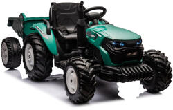 LEAN Toys HC-306 akkumulátorral működő traktor pótkocsival Sötétzöld 24V