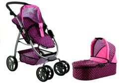 Alice 2 az 1-ben baba forgóváz és babakocsi Alice - rózsaszín, fekete pontokkal