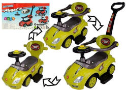 LEAN Toys A totyogó gyerekek a szülői fogantyúval, 3 az 1-ben sárga megakocsival lovagolnak