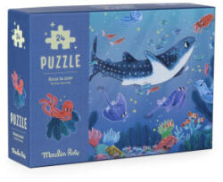 Moulin Roty Pál polip kalandjai - sötétben világító, foszforeszkáló puzzle - A tenger alatt 24 db