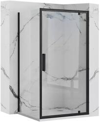 Rea Cabina de dus patrata cu usa batanta si 2 pereti ficsi Rea Rapid Swing 90x90 negru (KPL-009953)