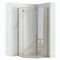Rea Cabina de dus DIAMOND cu cadita alba 90x90 cm auriu periat (KPL-K6506)