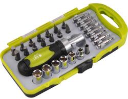 Extol racsnis bit-, dugókulcs és csavarhúzó készlet, 30 darabos (53091)