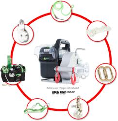 Portable Winch PCW 3000-Li akkus vadmentő csörlő szett (2, 5Ah + gyorstöltő) (PCW3000-Li-HK akku szett 2.5Ah + töltő)