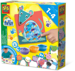SES Creative My first - Set acuarele pentru degete si tablouri cu animale (14444)
