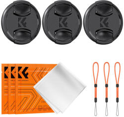 K&F Concept 77mm 3 db objektívsapka zsinórral + 3db törlőkendő (SKU.2074)