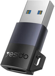 Yesido OTG Adapter (GS34) - USB3.0 férfi csatlakozó Type-C női csatlakozóhoz, 18W, alumínium ötvözet - Szürke