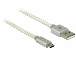 Delock adat és töltő kábel USB 2.0 A típus apa> USB 2.0 Micro-B textil árnyékolással, fehér (DL-83916) (DL-83916)