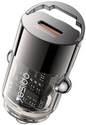 YESIDO - Rejtett autós töltő (Y67) - Type-C, PD45W, alumínium ötvözet, szupergyors töltés - fekete