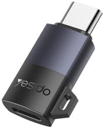 Yesido - OTG Adapter (GS28) - Lightning to Type-C, 60W, Gyors töltés, 480Mpb/s, Alumínium ötvözet, Plug&Play - Szürke