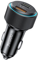 YESIDO - Autós töltő (Y60) - Type-C csatlakozókábel Lightning-re mellékelve, Lightning/USB-A/USB-C portok, 38W, Gyors töltés - Fekete
