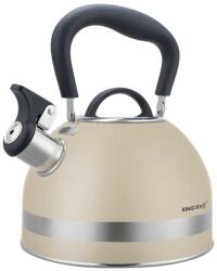 KINGHOFF 1.8L sípoló teáskanna, rozsdamentes acél, bézs/ezüst (KH-1854)