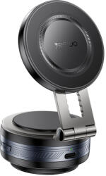 YESIDO - Autós tartó vezeték nélküli töltéssel (C225) - MagSafe, műszerfalhoz, elektromos vákuumzár, 360°, univerzális - Fekete