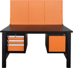 Lincos Munkapad perforált hátfallal, három fiókkal és zárható szekrénnyel (LWF-02001)