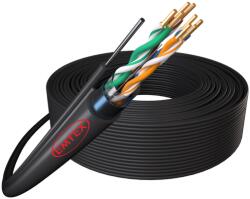 Emtex Cablu Emtex F/UTP cu sufa, Cat. 5e, Cupru, 24AWG/1, manta PE, Fca, de exterior, rezistent UV, Fluke Pass, tambur 305m, Negru (KAB-EMT15)