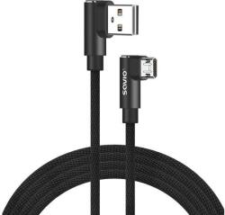 SAVIO Adatátviteli és töltőkábel, Savio, CL-161, Nylon, USB-Micro USB, 90 fokos szög, 1m, Fekete (KKS8KKBU0290)