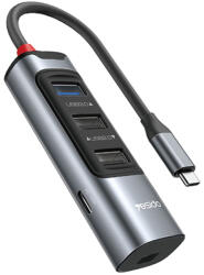 Yesido - 5 az 1-ben Dokkoló Állomás (HB24) - Type-C 3x USB, USB-C, Mini DisplayPort, PD100W, Gyors Töltés, 4K@30Hz, 5Gbps - Szürke
