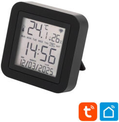 Somogyi Elektronic HSTHR távirányító, hő- és páratartalom mérő, óra, LCD kijelző, Smart Life, Tuya Smart, okos otthon, telefonos értesítés, automatizálás, eszközvezérlés, riasztás, USB tápellátás (HSTHR)