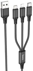 hoco. X76 USB Type-A apa - USB Type-C / Micro USB Type-B / Lightning apa iPhone Töltőkábel - Fekete (1m) (X76_B) (X76_B) - emag