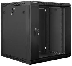 Lanberg 19" fali rack szekrény 12U/600X600 üvegajtó, lapraszerelt, fekete V2 (WF01-6612-10B) - emag