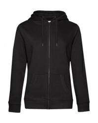 B&C Collection Női kapucnis hosszú ujjú pulóver B and C QUEEN Zipped Hooded /women L, Teljesen fekete