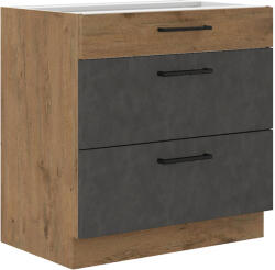 Tempo Alsószekrény, Szürke Matt/Tölgy Lancelot, Vega 80 D 3S BB