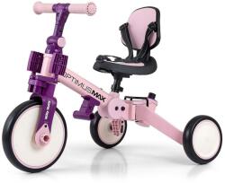  Detská trojkolka 5v1 Milly Mally Optimus Max s vodiacou tyčou pink